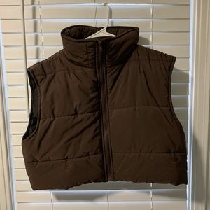 BROWN CROPPED AESTHETIC PUFFER VEST BRAND NEW